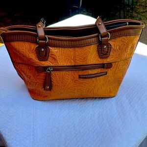Elegant Brown Embossed Tote Bag